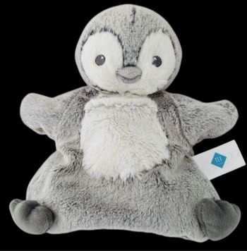 ❤️B5008 Doudou Marionnette Pingouin Tex Baby Gris Blanc
