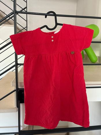 Robe rouge cadet Rousselle 5ans en velours doublée en coton