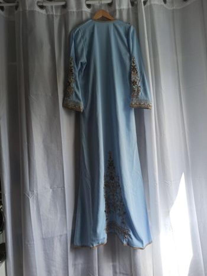 Caftan marocain bleu ciel - photo numéro 3