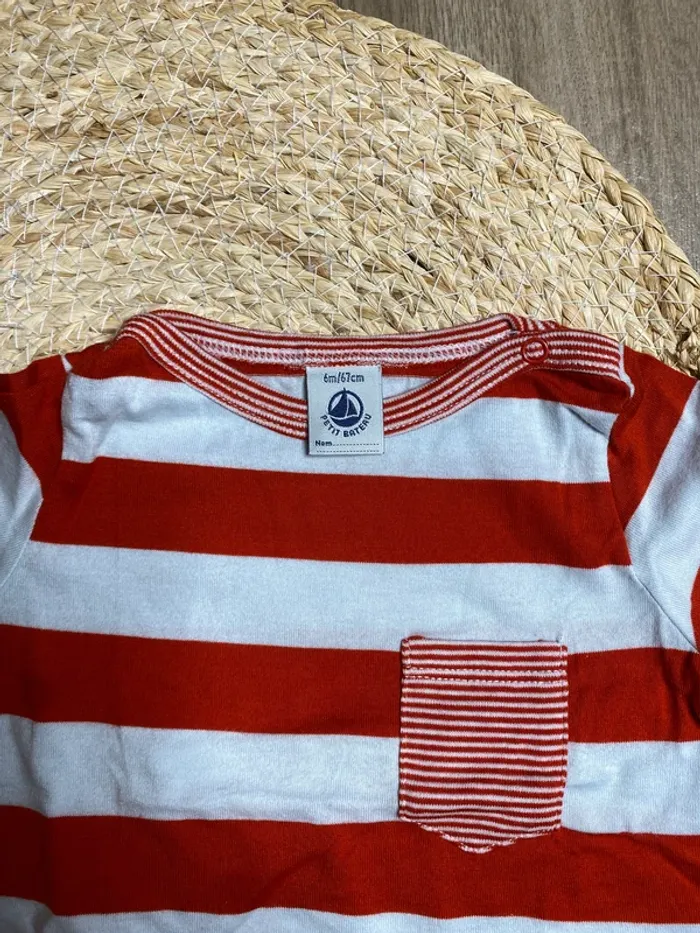 T-shirt rayé + pantalon bébé – Petit Bateau 6 mois - photo numéro 3