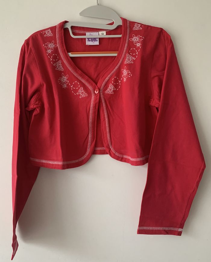 Gilet boléro rouge - 14 ans - Entre nous les filles