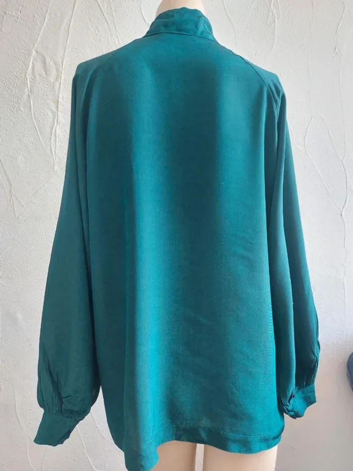 Chemisier bleu-vert élégant avec noeud Marque française - photo numéro 5