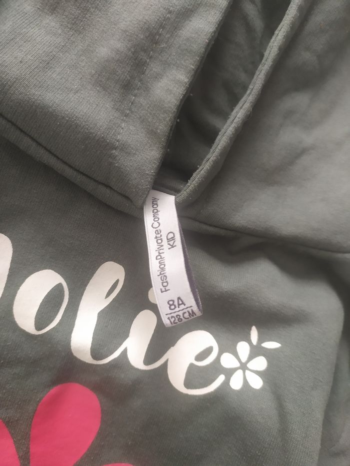 Sweat à capuche fille vert 8ans - photo numéro 3