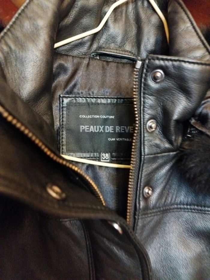 Veste parka à capuche vrai cuir noir M/38 - photo numéro 3