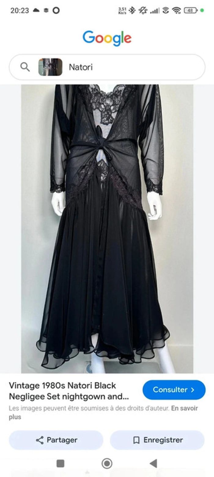 🌹Long Déshabillé/Nuisette Dentelle & Voile Pièce Vintage Natori T38/40🌹 - photo numéro 20