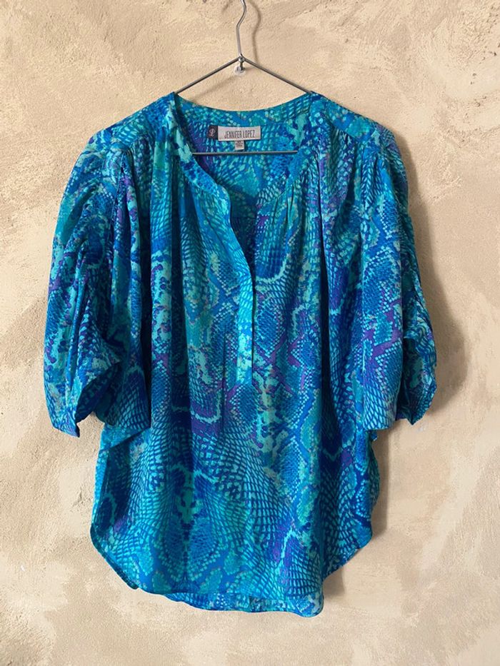 Blouse turquoise python Jennifer Lopez XS - photo numéro 5