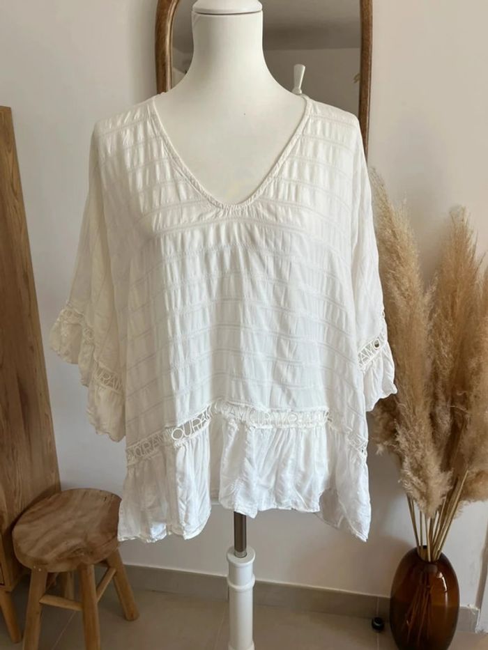 Blouse manches courtes blanche Maison Marley - photo numéro 2