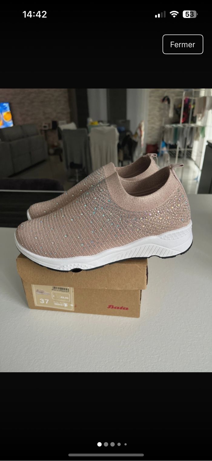 Baskets à paillettes Bata 37 neuves