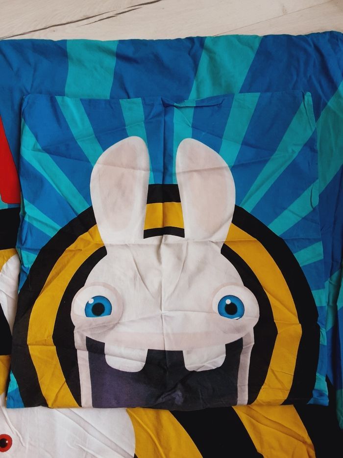 Linge de lit enfant une 1 personne parure de drap Housse de couette et Taie oreiller Lapins crétins - photo numéro 3