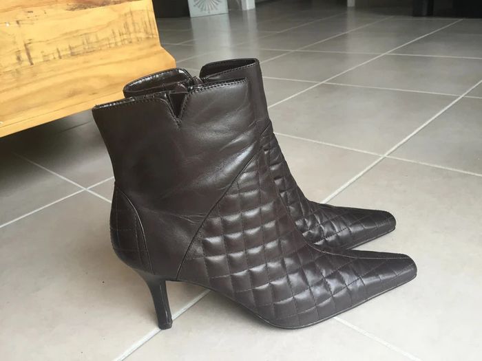 Bottines boots simili-cuir talon matelassée marron foncé T 39
