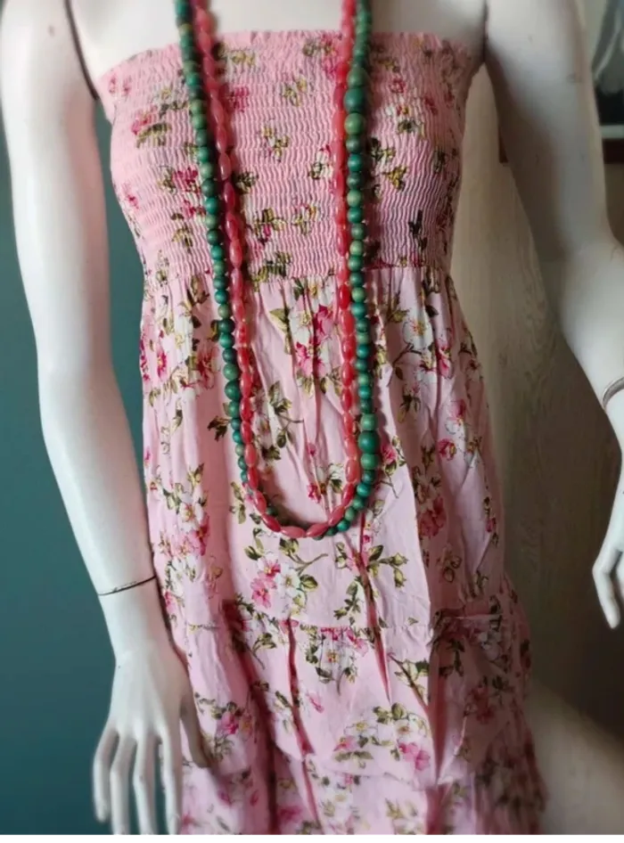 Robe bustier rose à fleurs 36 - photo numéro 2