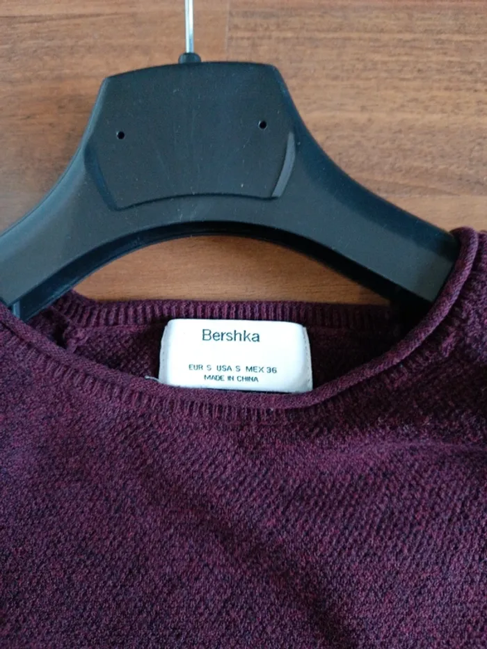 Tee-shirt manches longues homme Bershka bordeaux - photo numéro 2