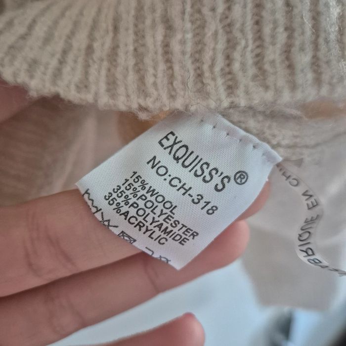 Pull beige en laine et dentelle - Exquiss's - Taille Unique - photo numéro 4