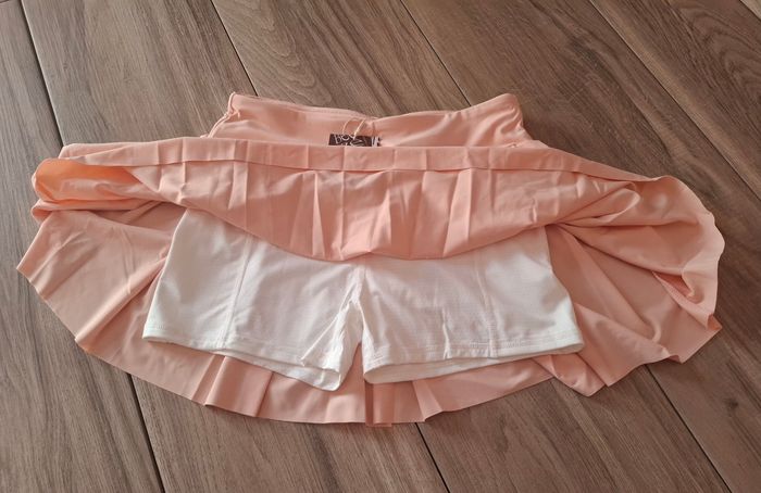 Jupe enfant plissée trapèze pour fille avec short intérieur pour le tennis corail - photo numéro 3