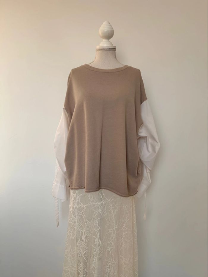 Sweat zara chemise camicia t-shirt camisa noeud M Maglia blouse haut folder blusa blouse t-shirt - photo numéro 3