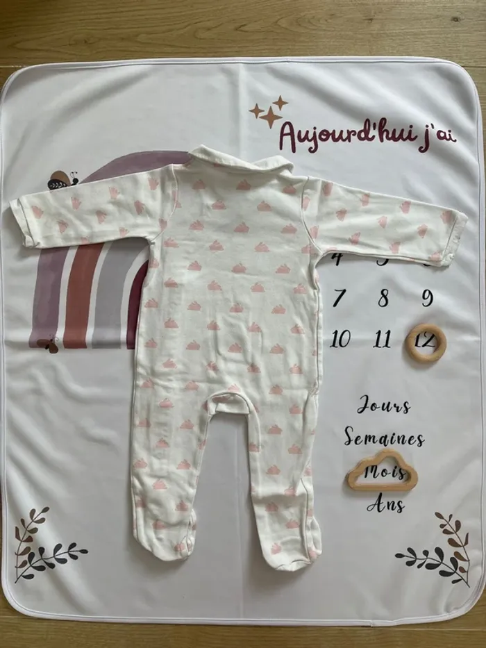 Pyjama bébé fille Jacadi Paris – Taille 12 mois – Blanc & lapin rose - photo numéro 3