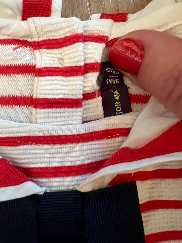 Robe rayé blanche et rouge 9 ans de sergent major état neuf sans étiquette - photo numéro 5