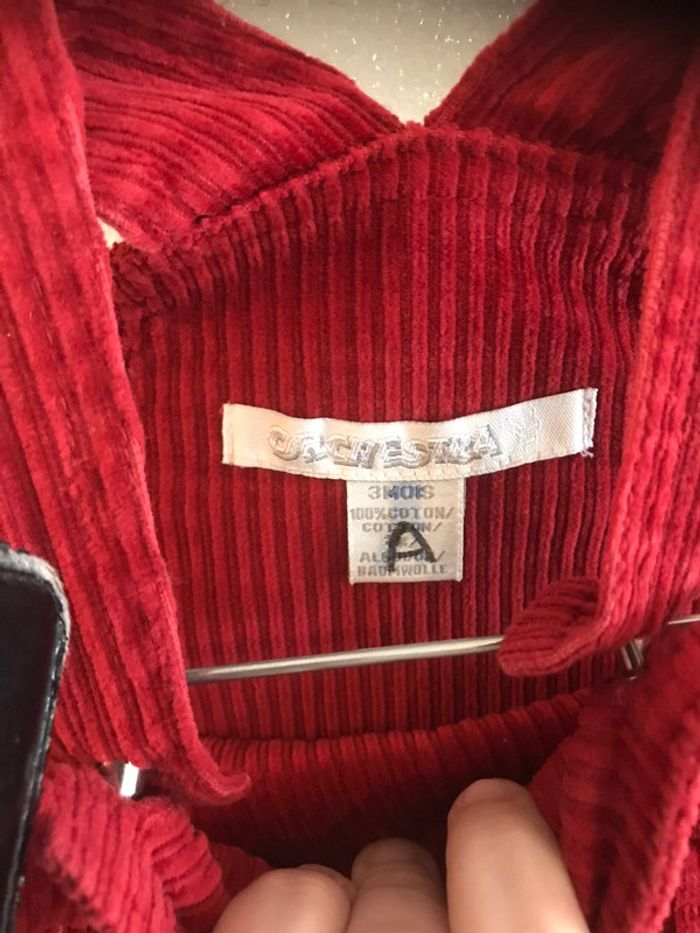 Salopette rouge velours orchestra taille 3 mois - photo numéro 3