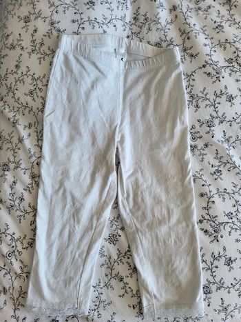 Legging 3/4 mollet 7 ans blanc liseré dentelle