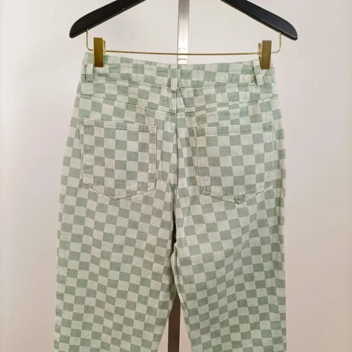 Jean taille haute vert à carreaux – Daphnea Paris – Taille S A780 - photo numéro 5