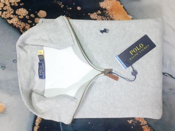 Pull half zip Ralph Lauren - Taille L - Couleur gris logo brodé noir - Neuf