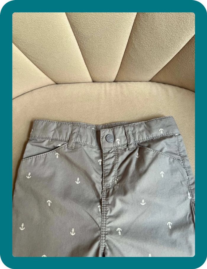 Pantalon en twill neuf coton imprimé ancres 12 mois - Petit Bateau - photo numéro 3