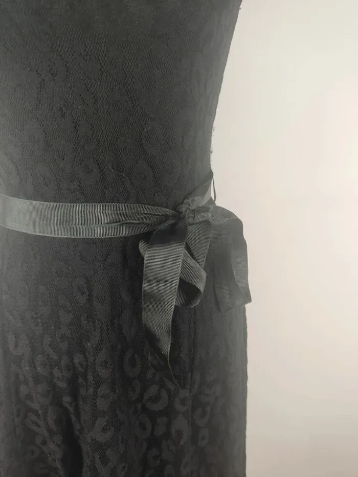 Robe mi-longue cocktail manches courtes noire motif léopard taille S Morgan - photo numéro 7