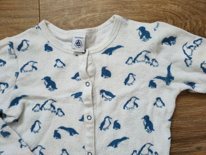 Lot Petit Bateau 5 ans thème pingouin combinaison pyjama éponge - photo numéro 2