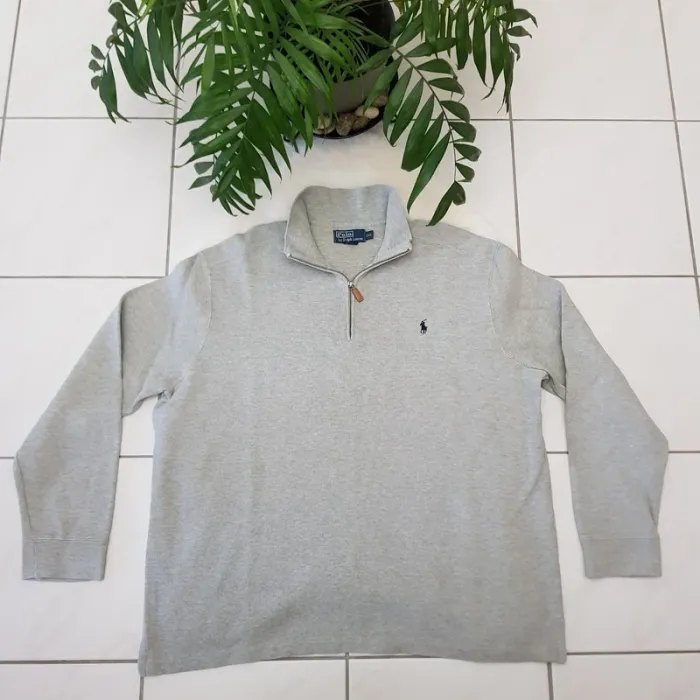 Pull Camionneur half demi zip Ralph Lauren XXL Gris - photo numéro 2