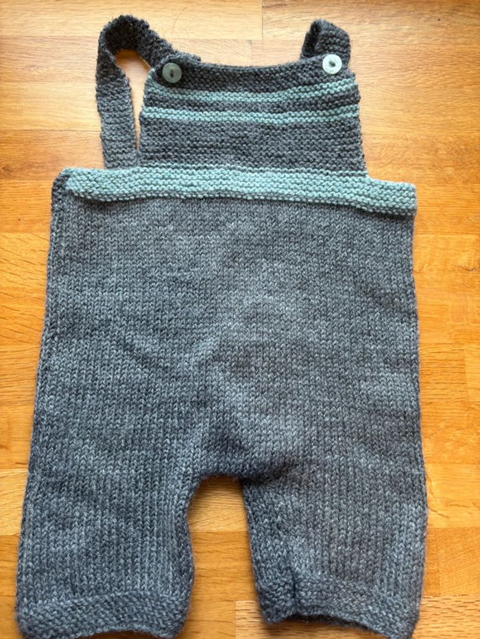 Salopette maille fait main 3 mois garçon