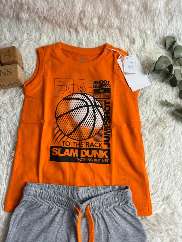 Ensemble short débardeur orange et gris Chicco taille 4 ans - photo numéro 3