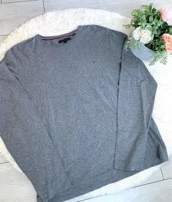 Pull gris col rond Tommy Hilfiger Homme XL