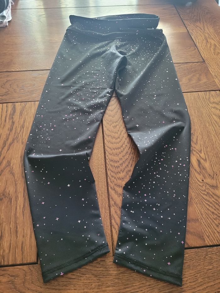 Legging XS puma noir motifs fushia argenté