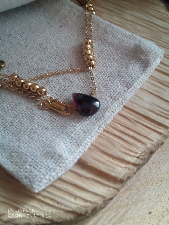 Collier etoilé pendentif pierre de grenat goutte - photo numéro 4