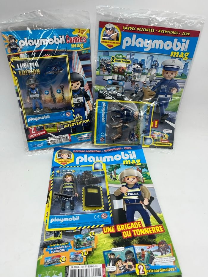 Lot de 3 magazines livres d'activité Playmobil Police Neuf