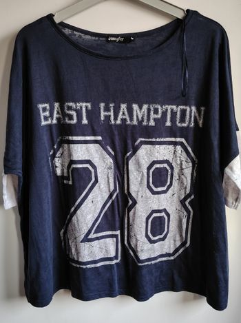 T-shirt oversize bleu marine Jennyfer “East Hampton 28”
