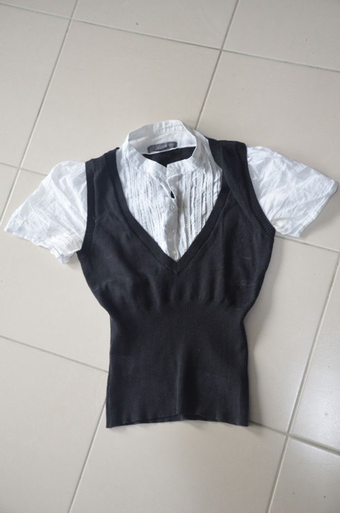 top maille et coton et dentelle en une seule pièce