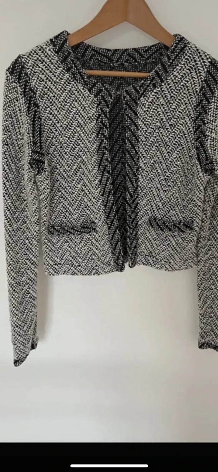 Veste Tweed courte noire et blanche