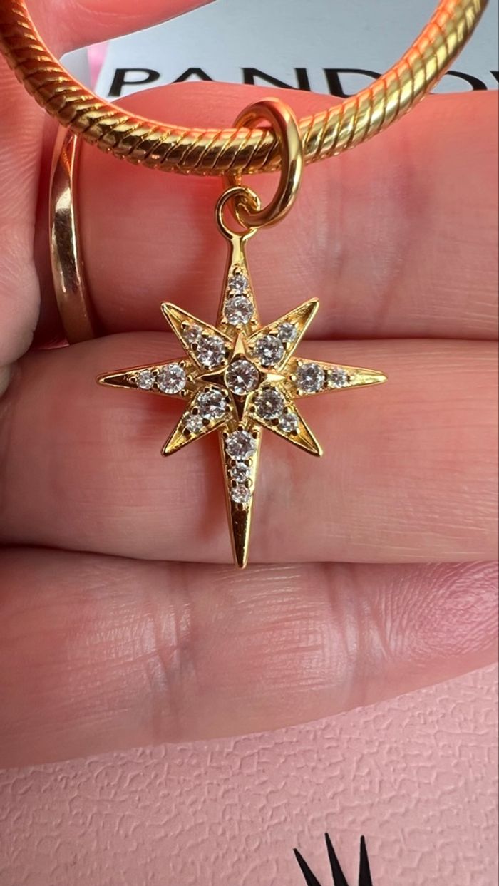 Charm jolie étoile polaire dorée rempli de strass - photo numéro 3