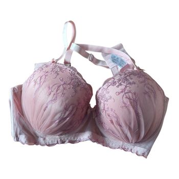 Soutien-gorge push up vieux rose brodé taille 90E