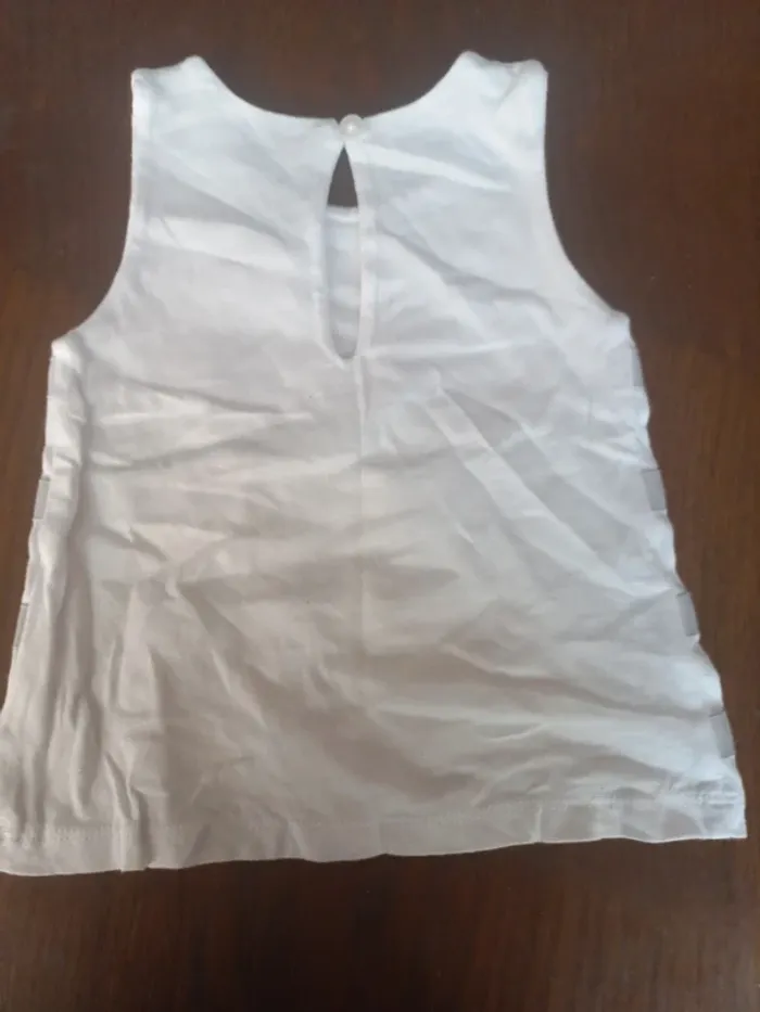 Débardeur blanc rayé argenté Kimbaloo 12mois 74cm - photo numéro 2