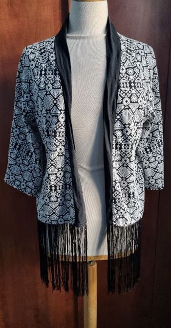 Kimono à franges et motifs Taille Unique