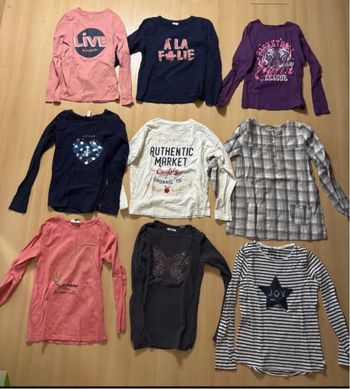 Lot de 9 t shirts manches longues fille 10 ans