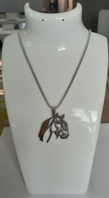 COLLIER TETE CHEVAL ARGENTE ! NEUF !