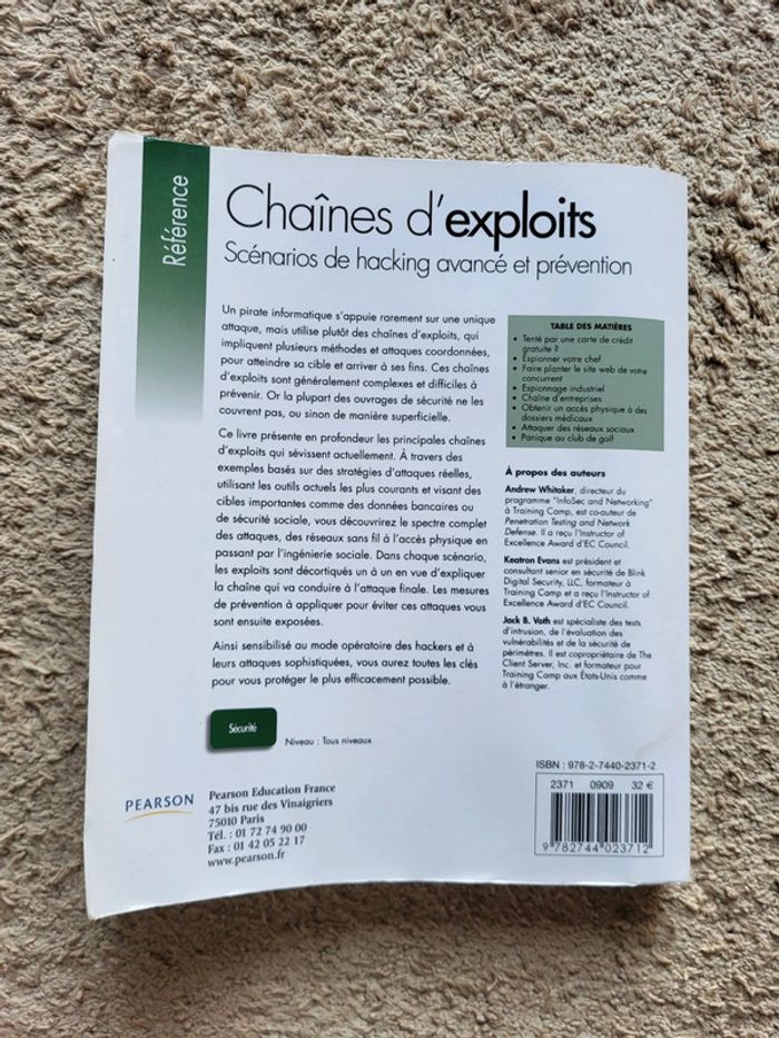 Livre référence Chaînes d'exploits Scénarios de hacking avancé et prévention de Andrew Whitaker - photo numéro 2