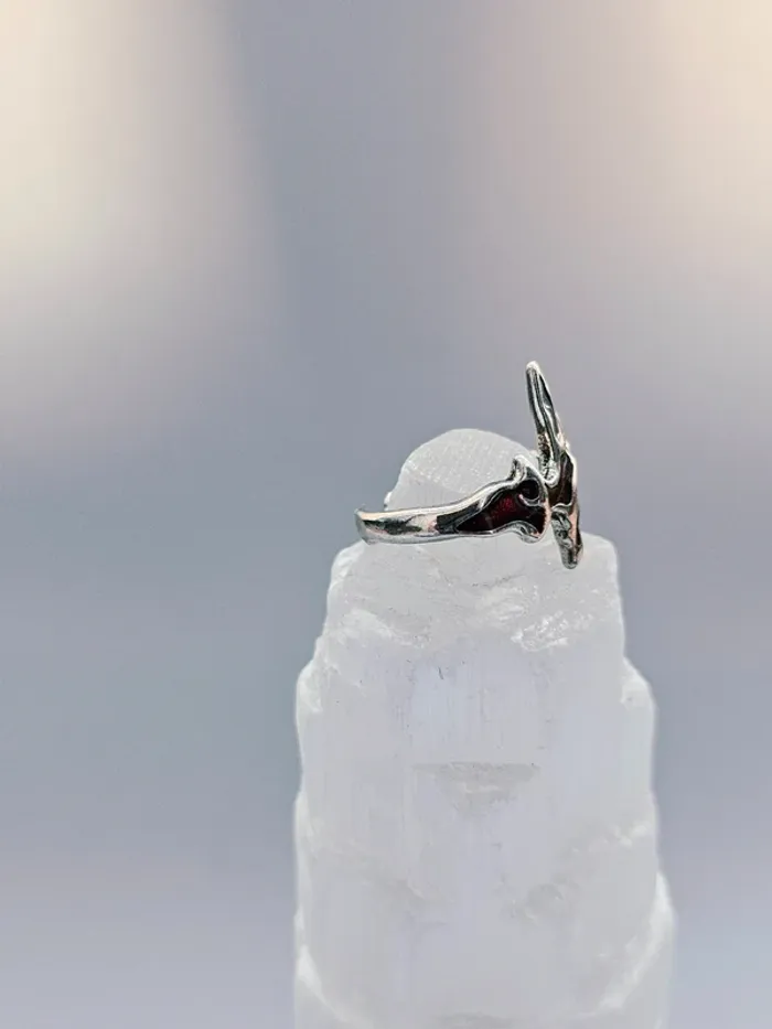 Bague Argentée Punk Flamme Rouge Émaillée - photo numéro 3