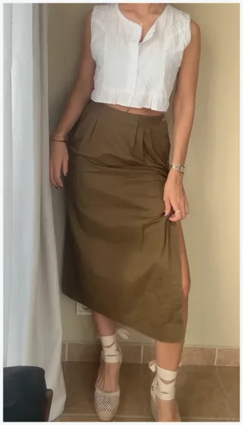 Jupe longue kaki vintage dressing 36 très bon état