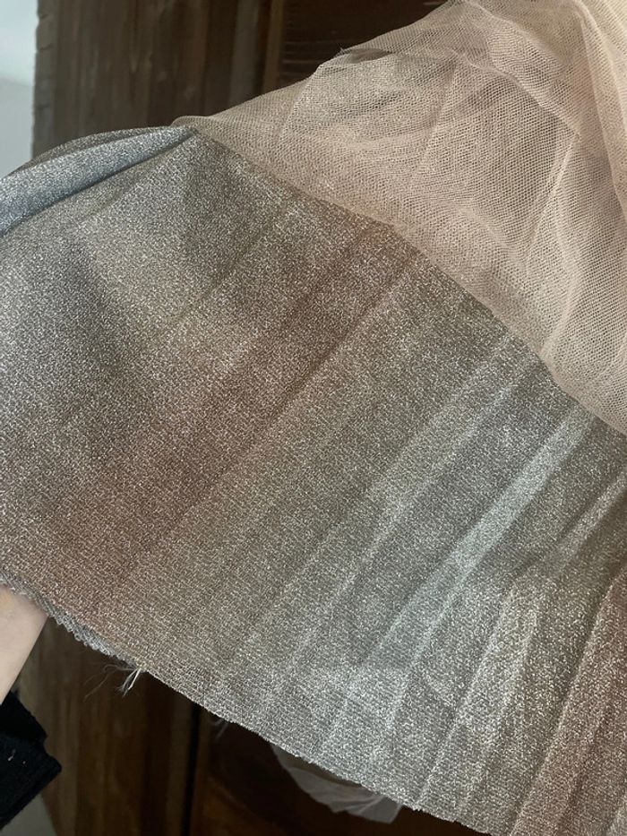 Jupe tulle pailletée beige et rose - photo numéro 3
