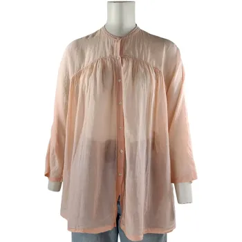 Blouse Massimo Dutti pêche en coton et soie, coupe ample fluide, taille M A1199