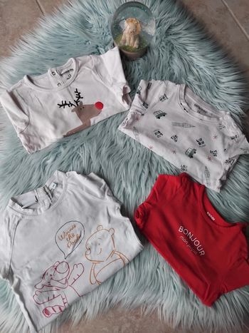 🤶 lot 4 tee shirts manches longues garçon 12 mois